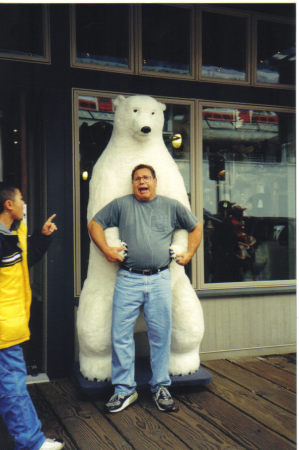 This is me trying to dine and dash in Ketchikan Alaska, thats the owner on the left sicking his dog on me