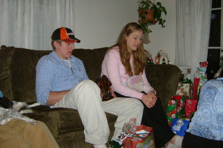 Danielle and Jason waiting for more presents.