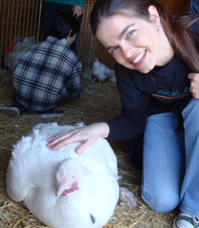 Me & a rescued turkey at Animal Acres