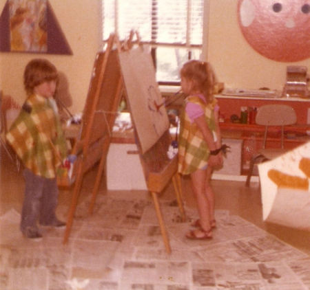 barbra painting in kindergarten