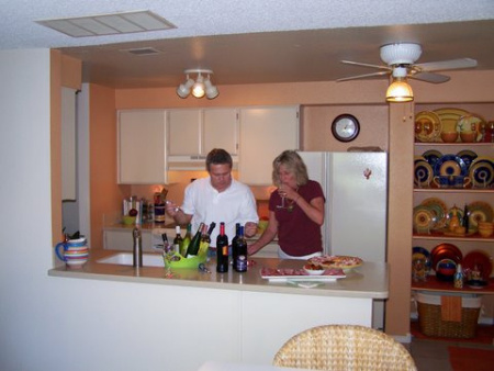 Jan & David in the kitchen "tasting" before the tasting started!