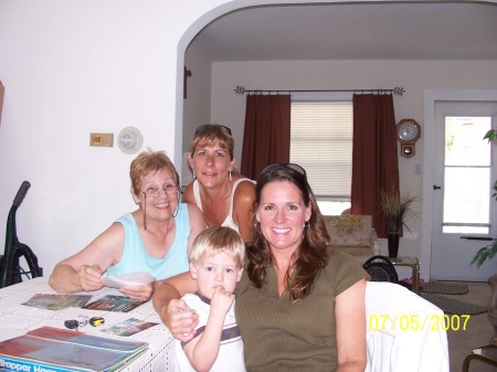 My mom with my sister Dot and I and her son Sammy.