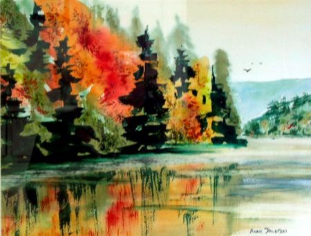 Autumn Reflections - Watercolor by Anne