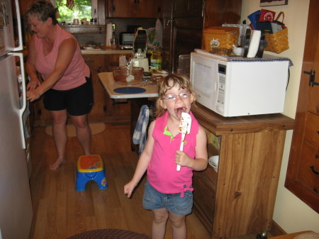 Like a good baker...Karolyn enjoyed cleaning up too!