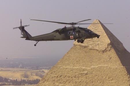 Landing at the Great Pyramids