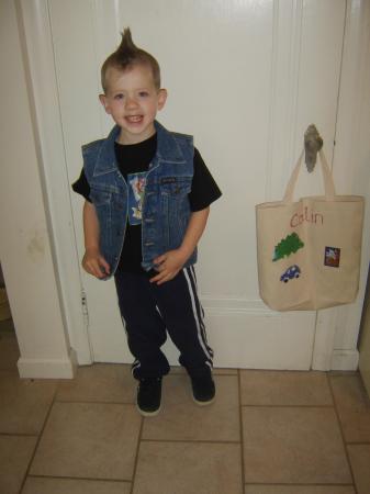 Colin 4 years old, getting ready for school