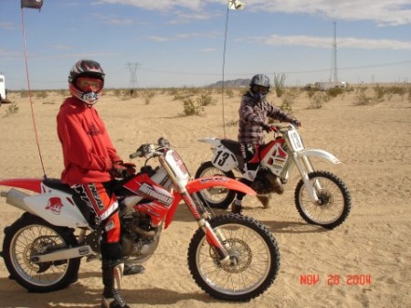 Son Nick (on left) riding at desert