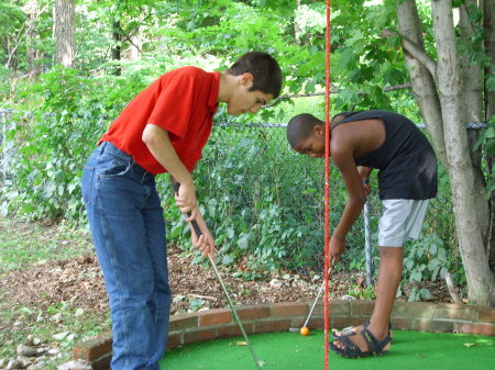 My Son and his friend playing Golf