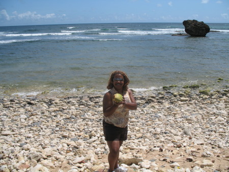 On the beach in Barbados...