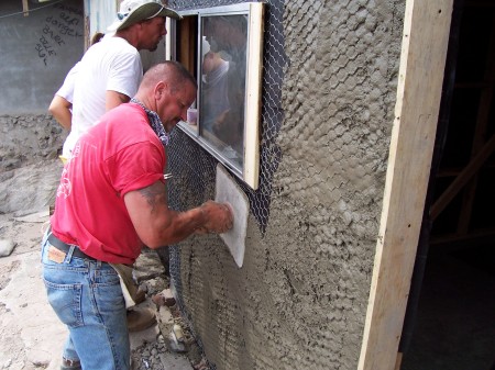 2006 Mexico Mission's trip. Stucco time.