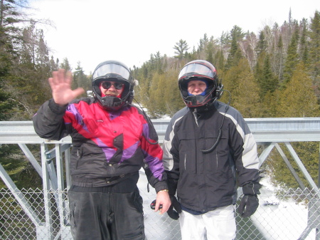 Snowmobiling with son March 2005