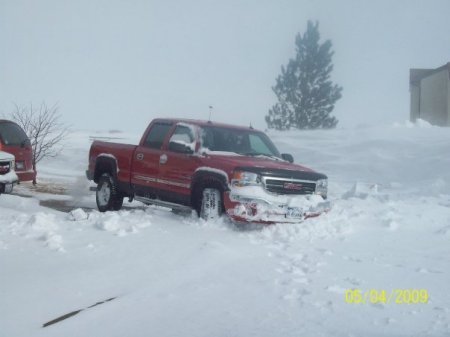 My truck in a little snow