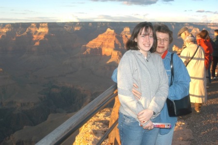 Marji, Rachel, sunset, Grand Canyon 2003