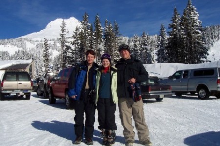 Son Justin with friends at Mt. Hood, Oregon