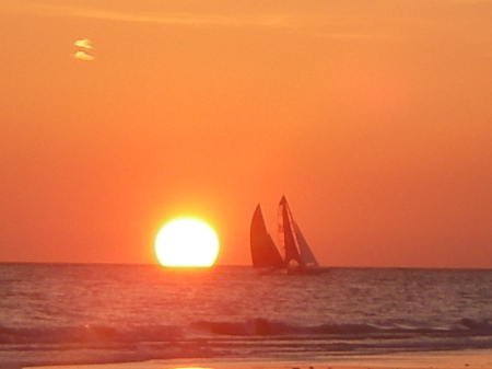 sailing at sunset