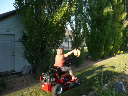 Me, trying out the new mower