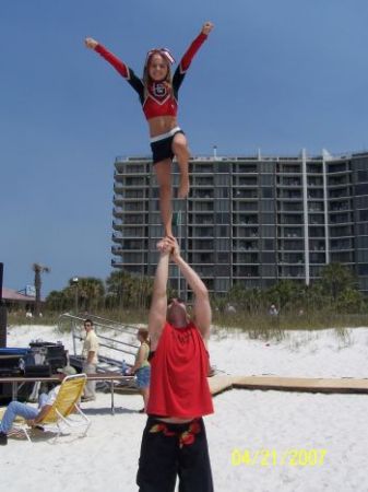 Jenna with FSU Cheerleader, Coach Jeff, on Panama City Beach 4/2007.