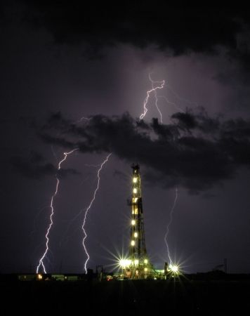 Oil Rig at Night