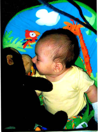 a baby and his monkey