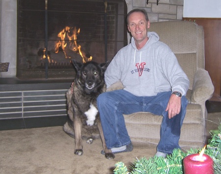 In front of the fireplace. (Christmas 2006)