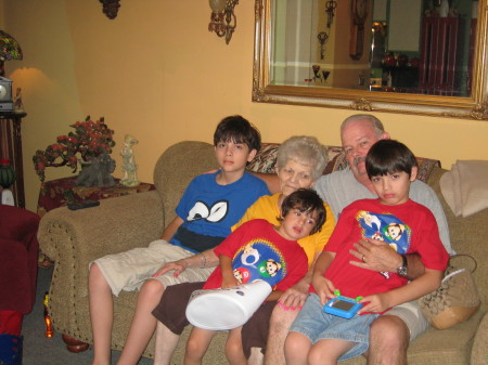 Visit to My Mom"s with three of our Grandsons