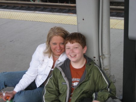 Lucas & I waiting for the train to New York...