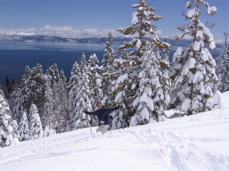 Skiing thigh deep powder in Lake Tahoe...life is good!!!