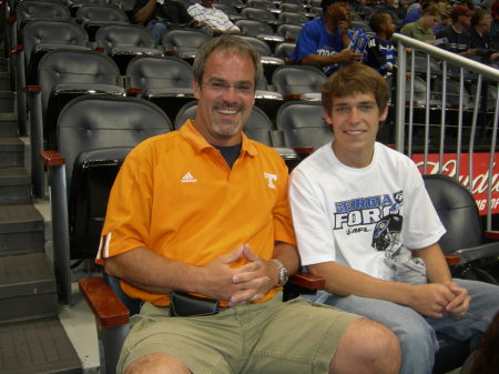 Me and my son, Ben (pre-game Georgia Force)