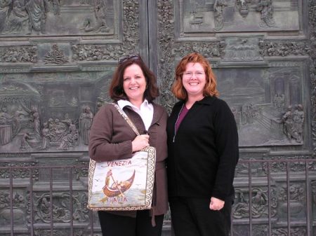 My wife Peggy (on left) at Pisa in Italy