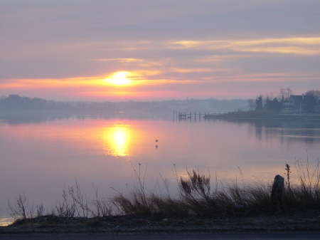 Sunrise over Sag Harbor from Long Beach Rd.