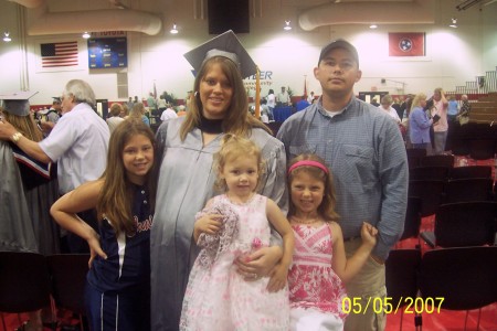 My graduation day.  Brooke, Abbie, Carleigh, Chuck and me 8 mo. pregnant.