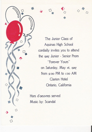 Senior Prom Invitation 1987
