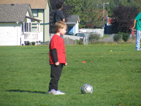 Grandson Zach at a soccer match