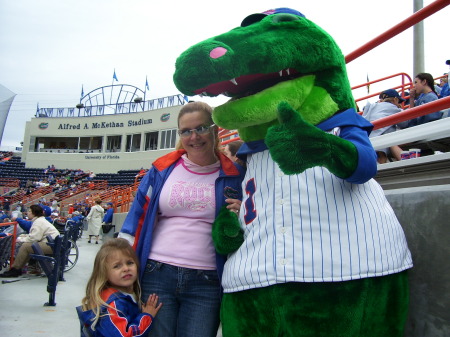 Bailey's first baseball game!  Gators of course!