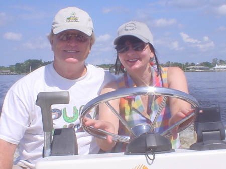 My wife Janis and I boating on the Caloosahatchie River in Fort Meyers Florida in 2005