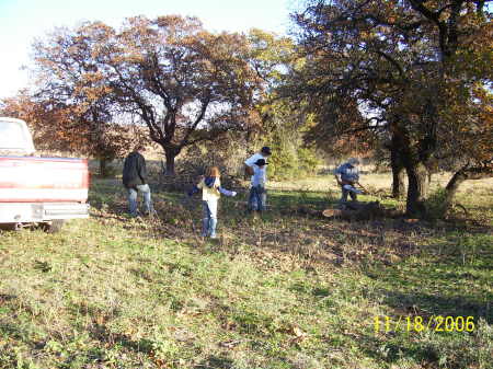 THE KIDS AND I CUTTING WOOD