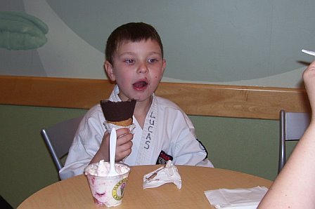 Lucas enjoying the ice cream!