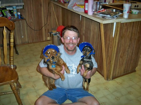 Boyfriend and our two winner dogs