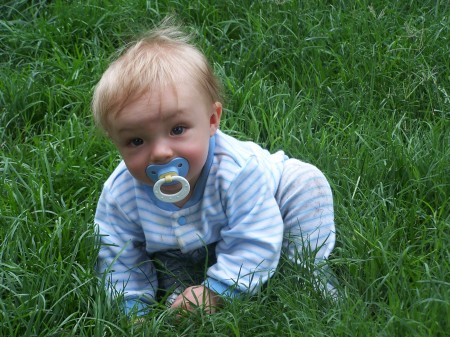 Derick Playing in the backyard