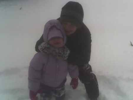 max and avery in snow