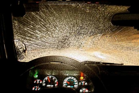 Snow storm from inside a Wrangler