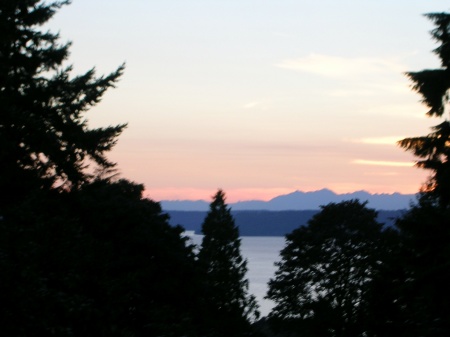 sunset from my deck with Puget Sound