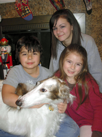 My wonderful kids, our Borzoi Starr '07