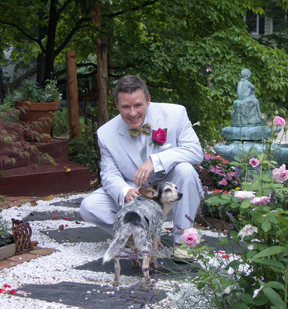 Me with my dog Maggie on my wedding day