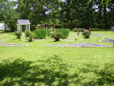 The Knot Garden and greenhouse in progress