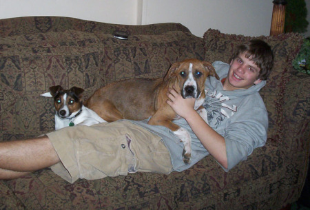 Nolan with rescued dogs