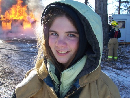 My daughter Keanna - playing "fireman" at a planned burn