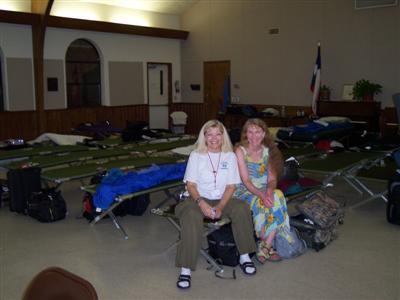 Hurrican Rita, staff shelter with Susan 2005