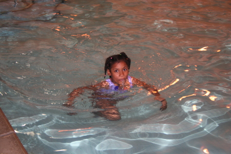 Endiya in the pool