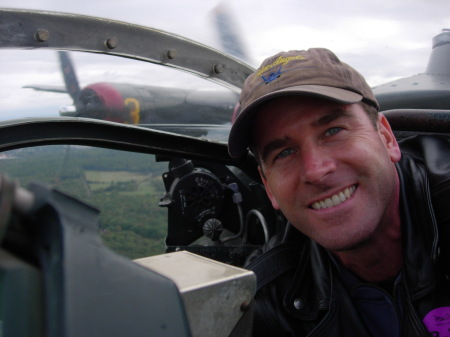 In the nose of a B-24 Liberator